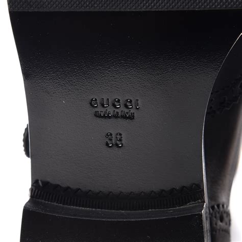 GUCCI Calfskin Queercore Brogue Knee High Boots 38 Black .